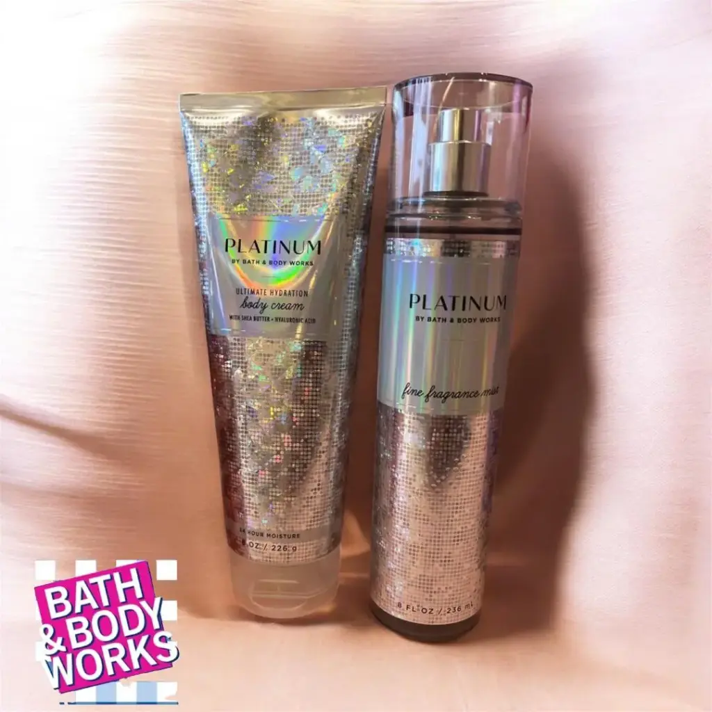 Bath & Body Works Platinum Body Spray, body cream full size set 