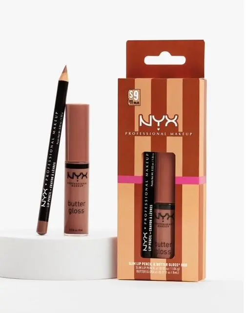 NYX professional makeup slim lip pencil & Butter gloss duo  (Lip liner nude truffle , Lip gloss Madeline)