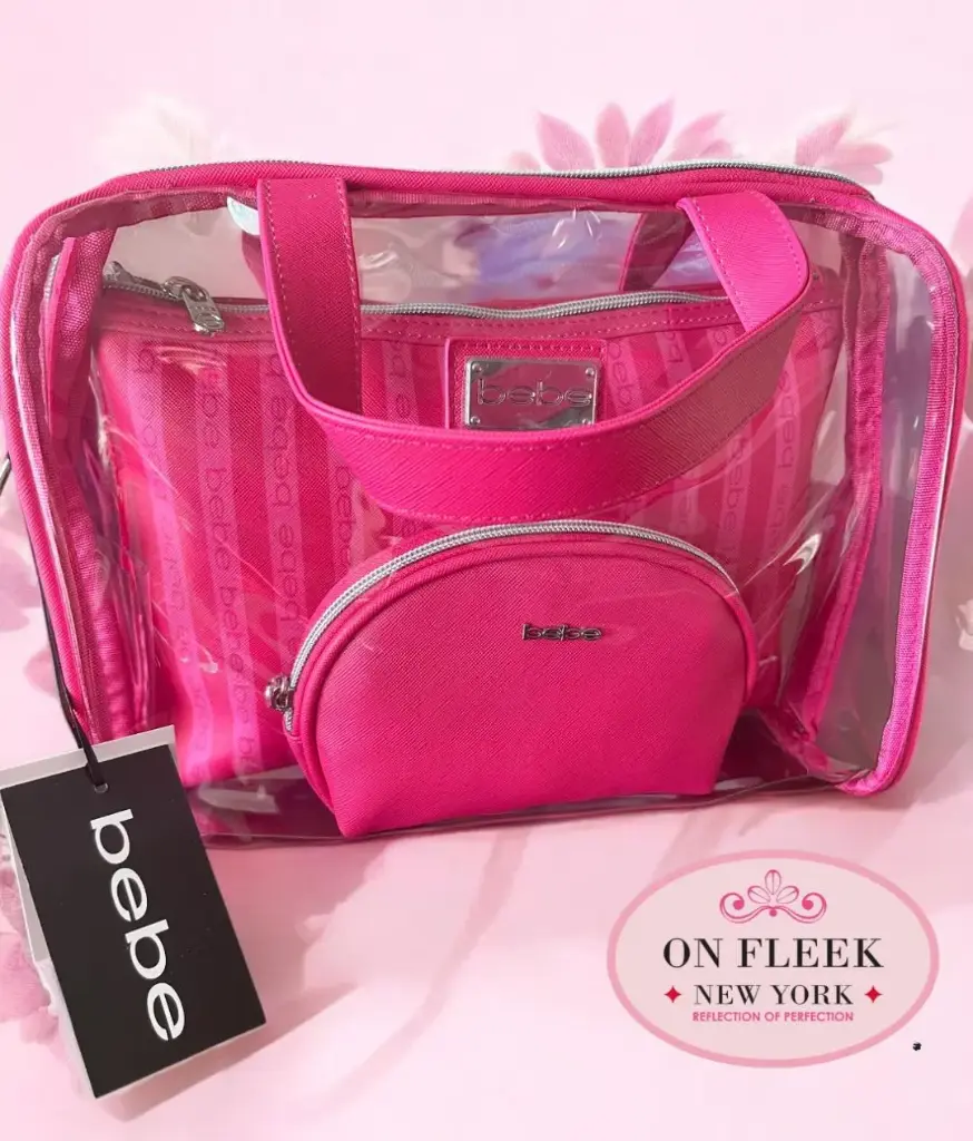 Bebe pink travel cosmetic bag set of three
