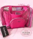 Bebe pink travel cosmetic bag set of three