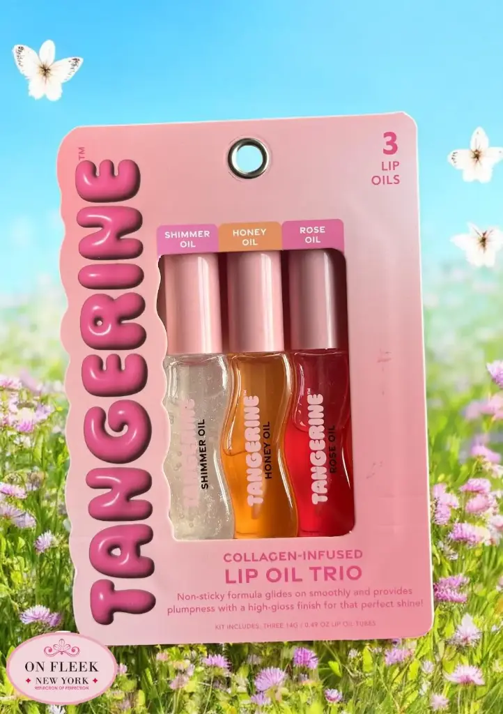 Tangerine Collagen Infused Lip Oil Trio ( Shimmer oil , Honey oil , Rose oil  )
