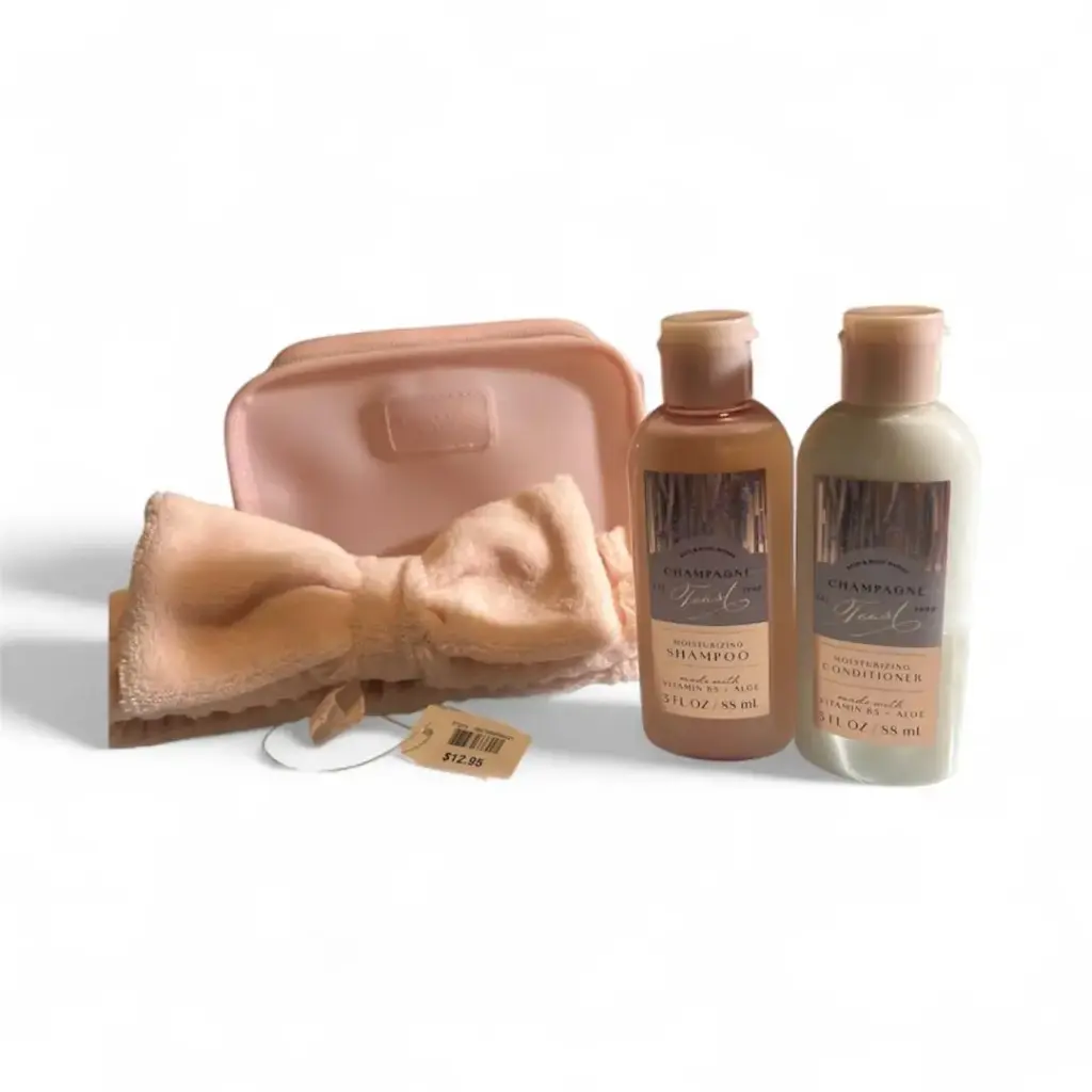 Bath & Body Works mini bag set head band champaign toast shampoo and conditioner 