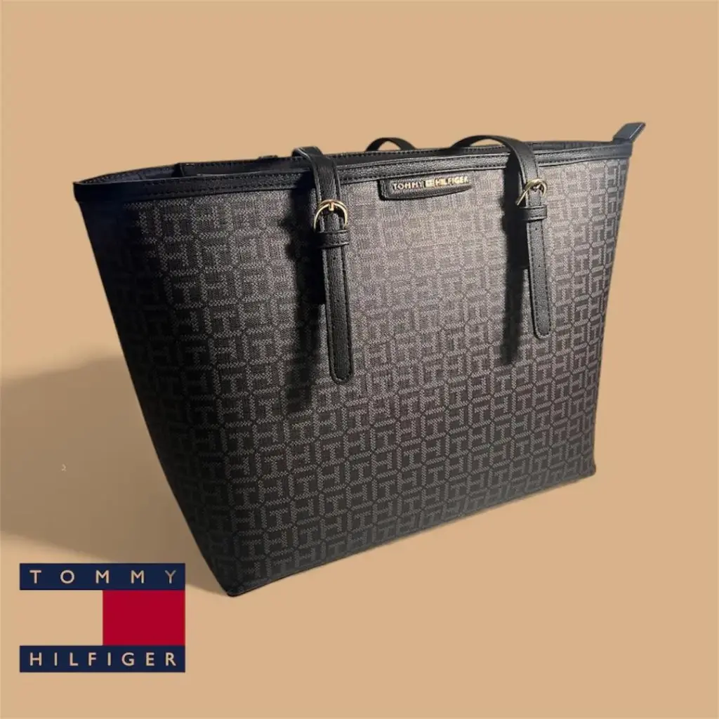 Tommy Hilfiger logo black and grey large bag