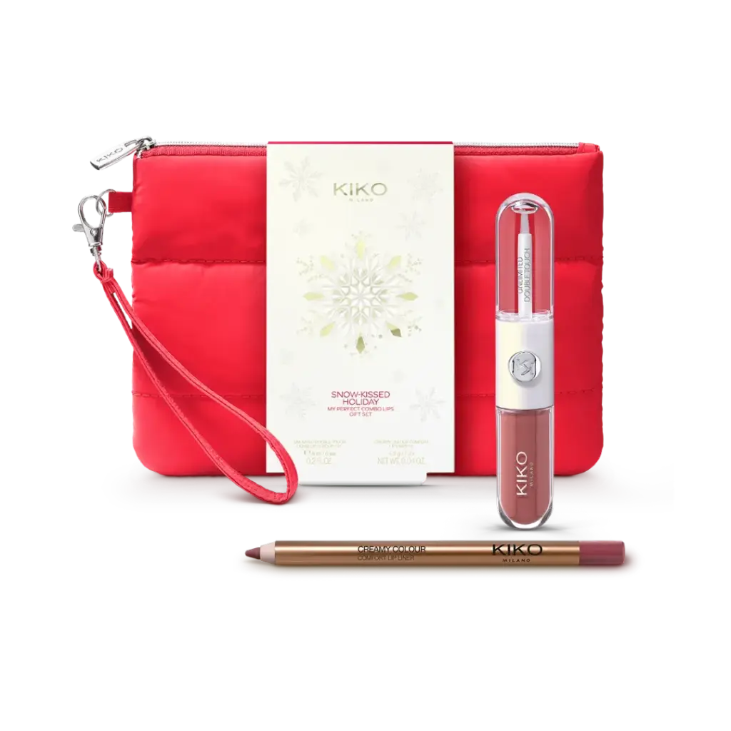 Kiko Milano Snow Kissed Holiday Set Unlimted double touch liquid lip color 02 Muave Buddies , lip liner 12 