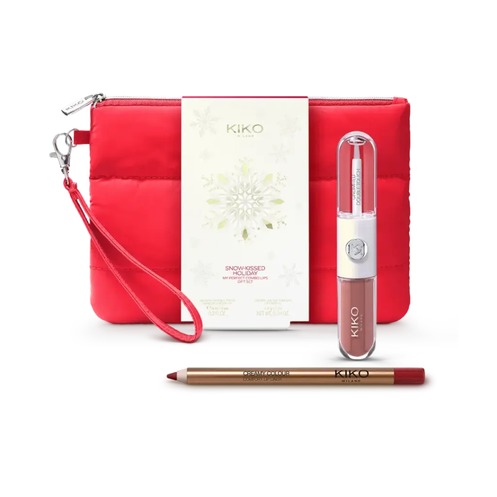 Kiko Milano Snow Kissed Holiday Set Unlimted double touch liquid lip color 01 Cinnamon, lip liner 12 