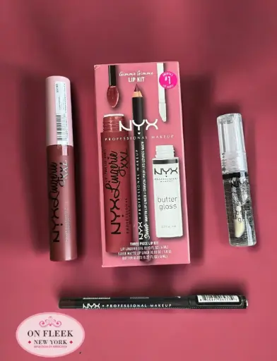 NYX Gimme Gimme lip kit ( Lip lingerie XXL low cut, Suede matte lip liner Club Hopper , Butter Lip Gloss Sugar glass)