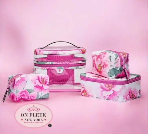 VICTORIA'S SECRET 4 Piece Makeup Bag Bombshell floral