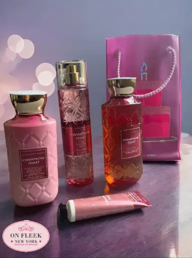 Bath & Body Works Champagne toast birthday bag set (Includes a body wash, body mist, body cream, and hand cream)