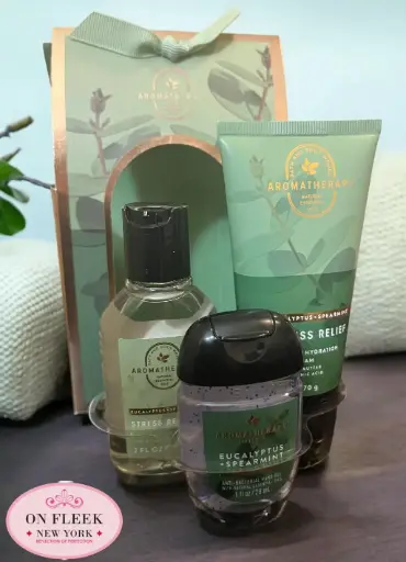 BATH & BODY WORKS AROMATHERAPY MINI GIFT SET (hand sanitizer , body cream , shower gel )