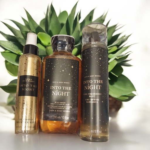 BATH& BODY WORKS Into the night set (Body shimmer ,mist, shower gel ) 