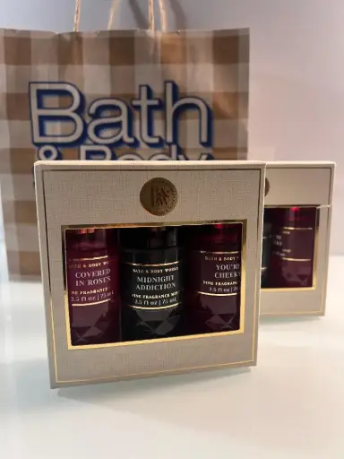 Bath & Body Works   Fragrance Favorites set of 3 mini  ( covered in roses ,Midnight Addiction , You're Cheeky)