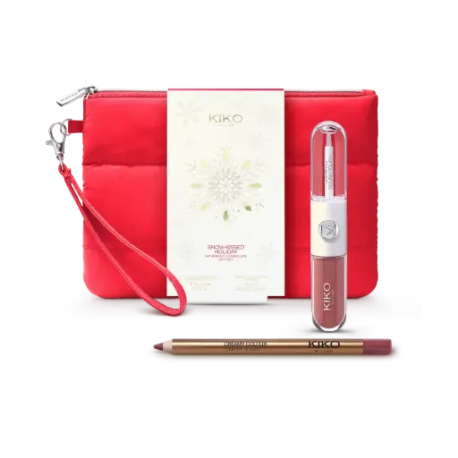 Kiko Milano Snow Kissed Holiday Set Unlimted double touch liquid lip color 02 Muave Buddies , lip liner 12 