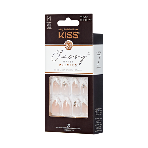 [731509905632] KISS Classy Nails Premium, Press-on Nails, Say Yes, White, Med Almond, 30ct