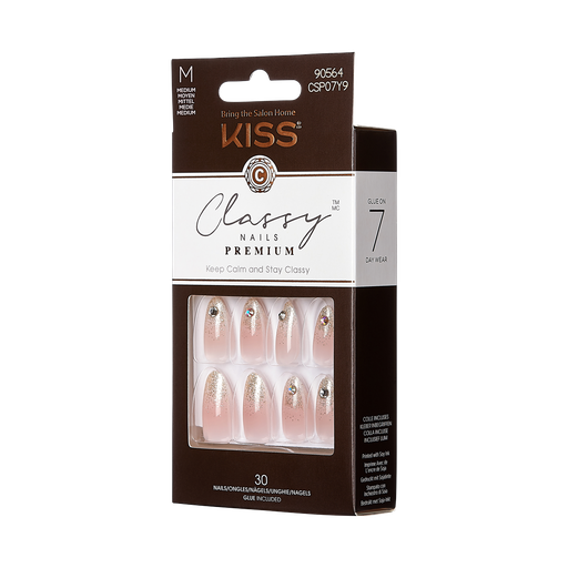 [731509905649] KISS Classy Nails Premium, Press-on Nails, Ever After, Beige, Med Almond, 30ct