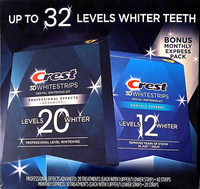 [889714003404] Crest 3D Whitestrips 32 Levels Whiter Teeth (20+10) Strips